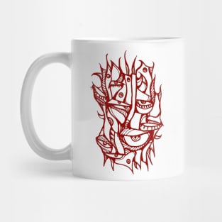 Abstract lines surreal magic eyes 3D red Mug